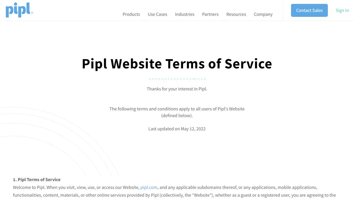 Terms of Service - Pipl